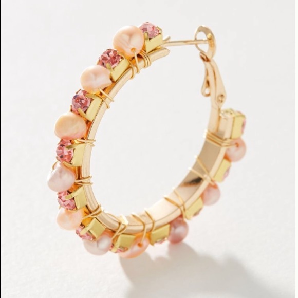 Anthropologie Margot Embellished Hoop Earrings - Picture 4 of 4